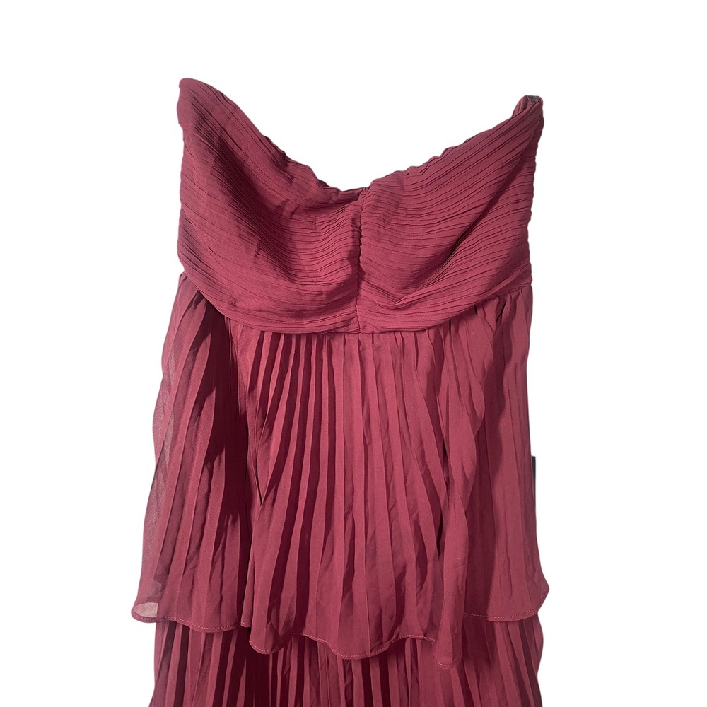 Lulus Burgundy Strapless Pleated Tiered Maxi Dress A10472 XL Burgundy Wine Red‎ - Picture 3 of 7